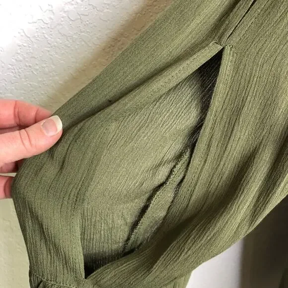 Torrid army olive green slit sleeve tassel boho peasant dress size 0 or Large - Picture 8 of 16